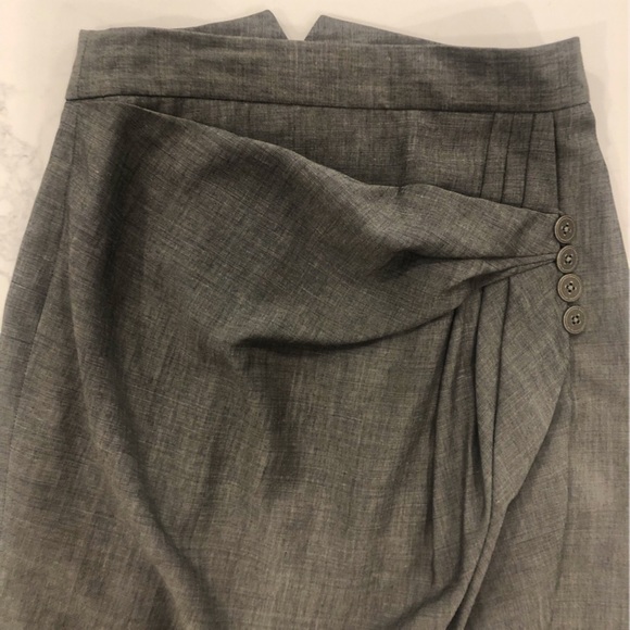 ZAC POSEN Gray Pleated Gathered Side Wrap Mini Skirt SZ 8 Fits 4 - Picture 4 of 12